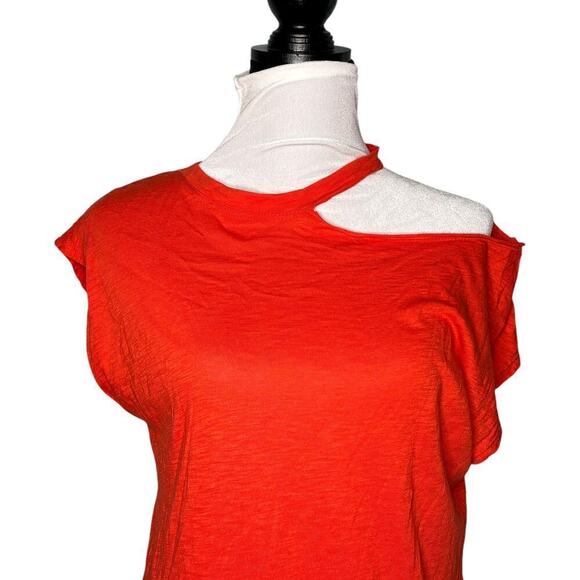 Elan Distressed Short Sleeve Tee Orange Size Small - Picture 2 of 8